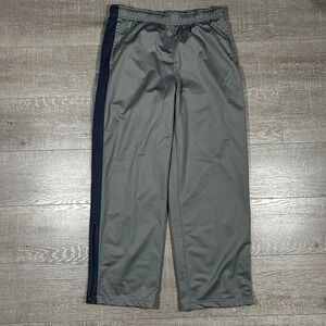 Old Navy Mens Large Gray Navy Blue Striped Zip Ankle Track Pants Activewear L